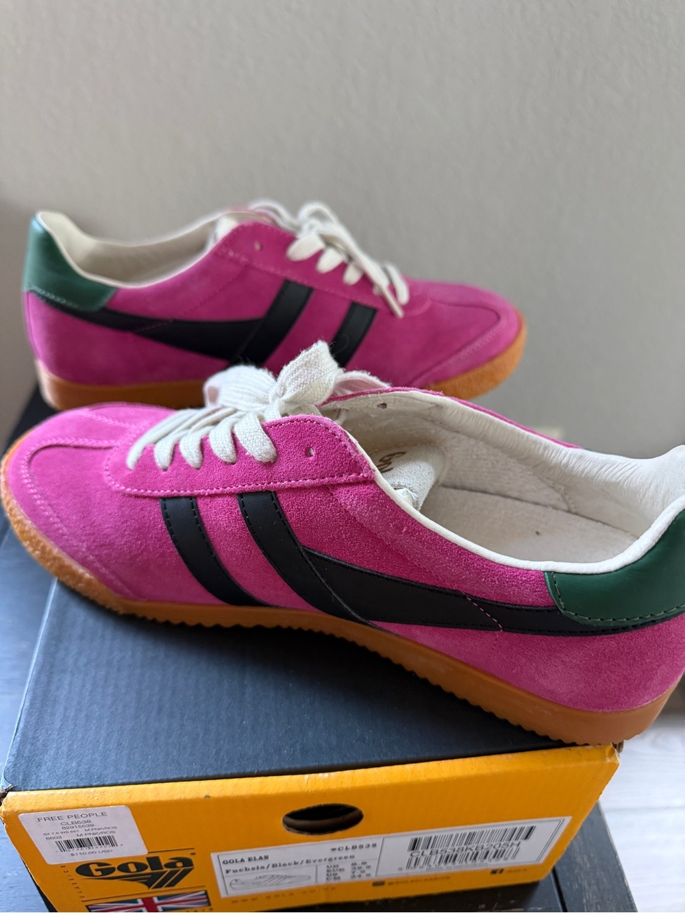 Gola Fuchsia Suede Sneakers with Gum Sole - Picture 7 of 8